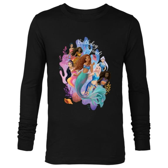 Disney Little Mermaid Ariel Friends & Family Birthday Squad - Long Sleeve T-Shirt for Men - Customized-Black