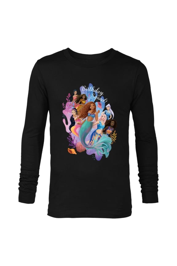 Little Mermaid Ariel Friends & Family Birthday Squad - Long Sleeve T-Shirt for Men - Customized-Black