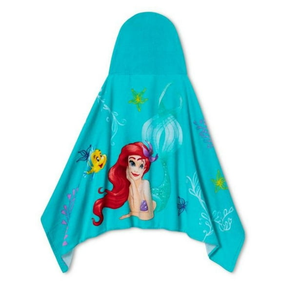 Disney Little Mermaid Ariel Hooded Bath Towel Wrap 100% Cotton