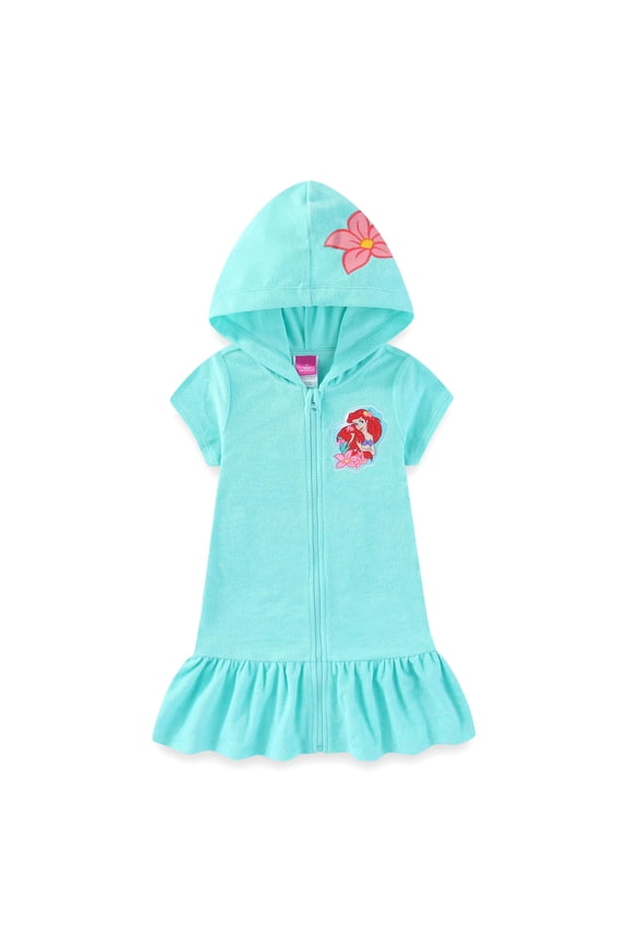 Little Mermaid Ariel Hooded Swimsuit Cover-Up Zip-Up Beach Robe (Girls), Sizes 3T-7