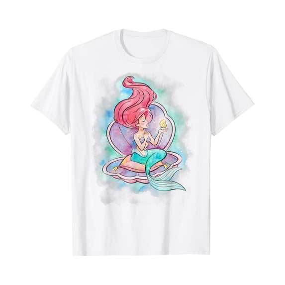 Disney Little Mermaid Ariel In Shell Watercolor T-Shirt