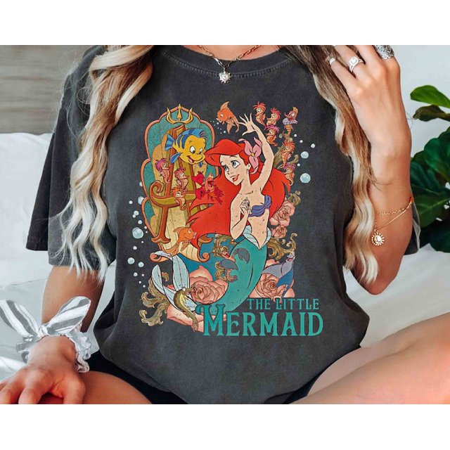 Disney Little Mermaid Ariel Princess Retro Shirt, Flounder Sebastian