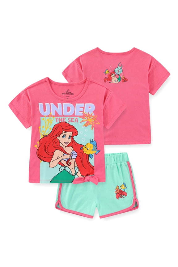 Little Mermaid Ariel Short Sleeve T-Shirt and Shorts Set (Girls), 2 Piece Set, Sizes 2T-7