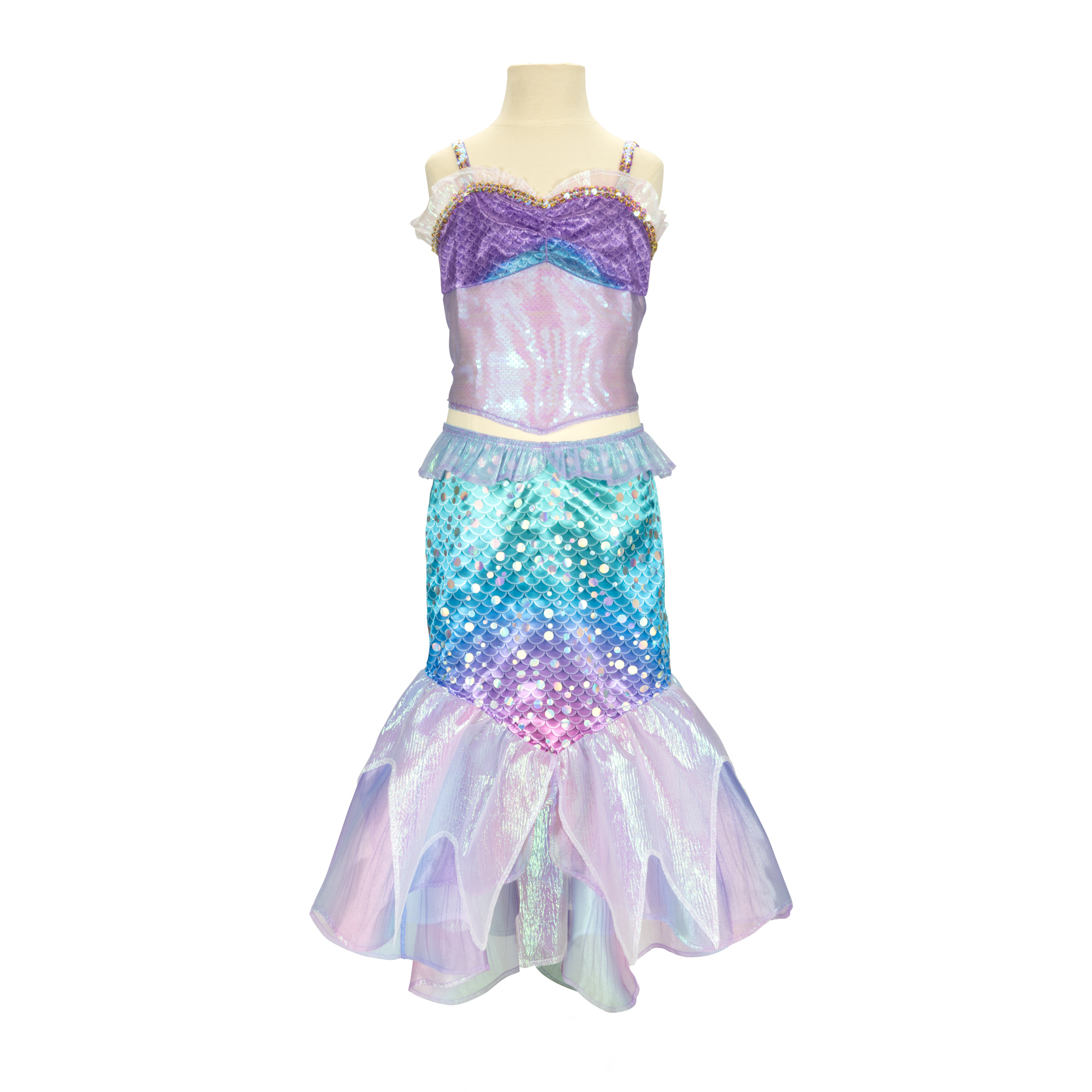 Disney Little Mermaid Ariel Two Piece Mermaid Deluxe Multicolored Fashion Dress Size 4 to 6 - image 1 of 8