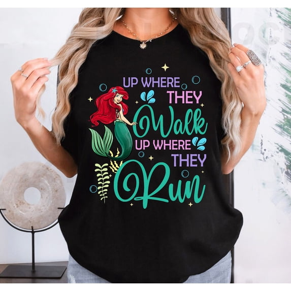 Disney Little Mermaid Ariel Up Where They Walk Beach Silhouette T-shirt