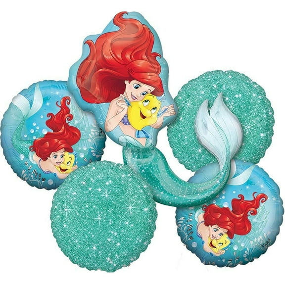 Disney Little Mermaid Balloon Birthday Party Favor Supplies 5ct Foil Balloon Bouquet by Anagram