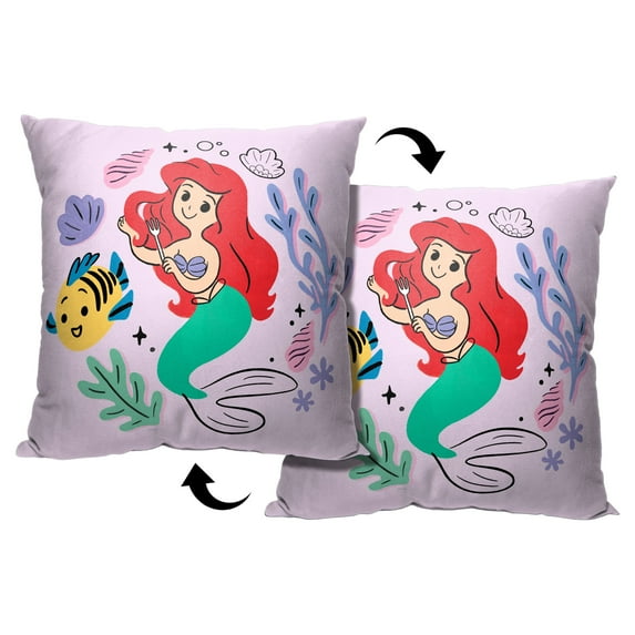 Disney Little Mermaid Classic Doodle Ariel Kids Printed Throw Pillow, 18 x 18 inches