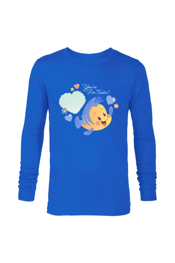 Little Mermaid Flounder You’re Fin-Tastic Valentine’s - Long Sleeve T-Shirt for Men - Customized-Navy