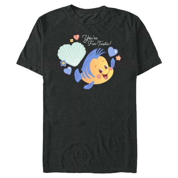 Disney Little Mermaid Flounder You’re Fin-Tastic Valentine’s - Short Sleeve Blended T-Shirt for Adults - Customized-Dark Heather