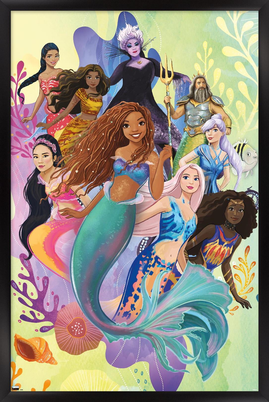 Disney Little Mermaid - Group Wall Poster, 14.725" x 22.375" Framed