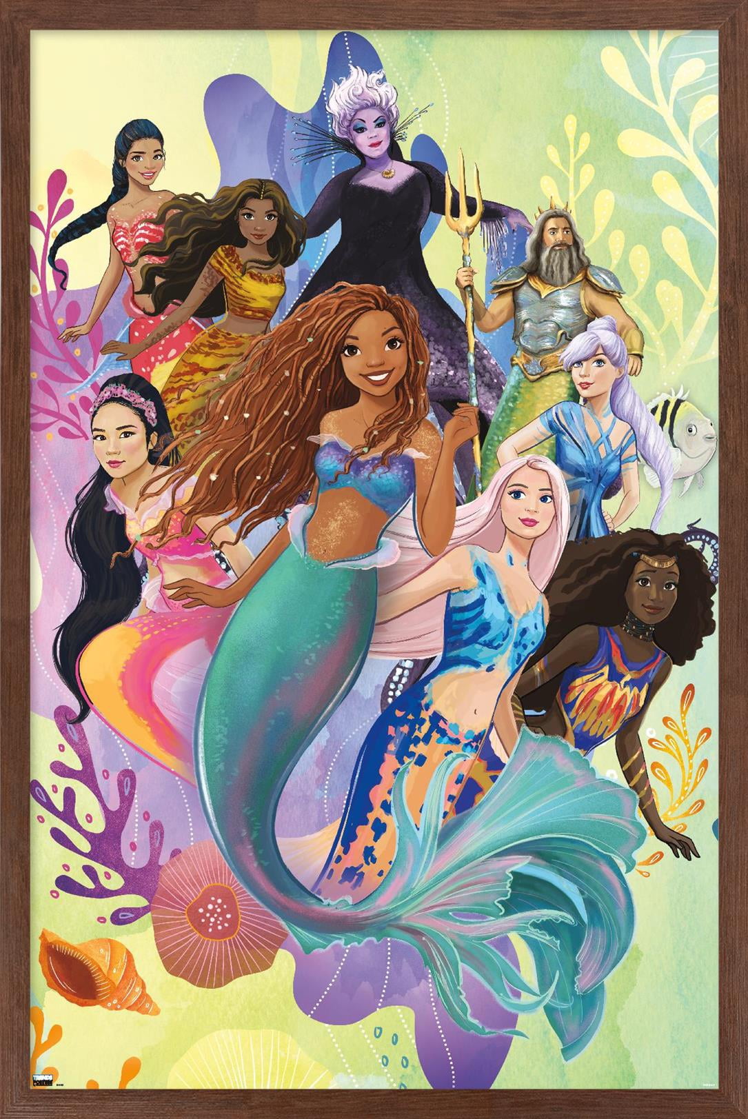 Disney Little Mermaid - Group Wall Poster, 14.725" x 22.375" Framed