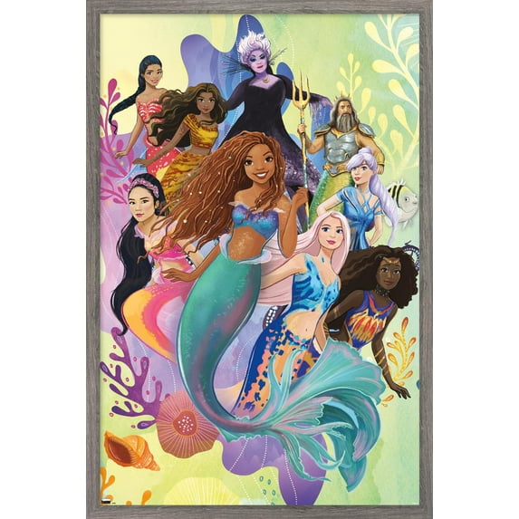 Disney Little Mermaid - Group Wall Poster, 22.375" x 34" Framed