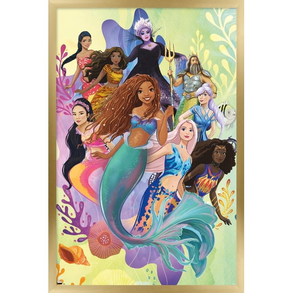Disney Little Mermaid - Group Wall Poster, 22.375" x 34" Framed