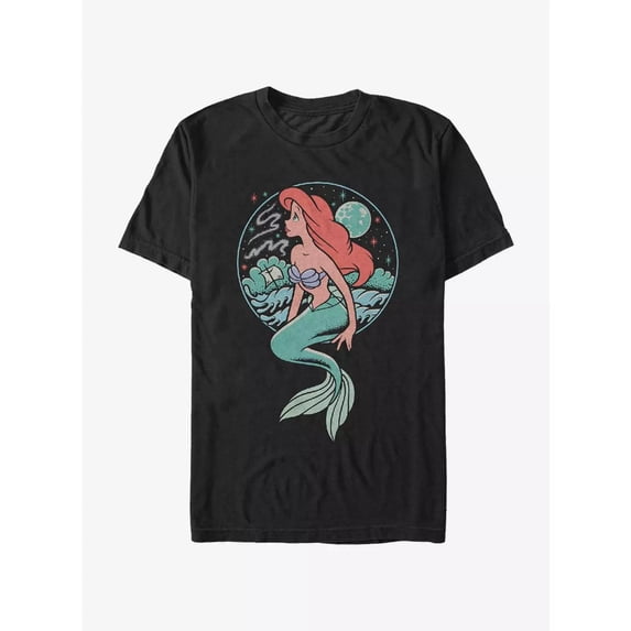 Disney Little Mermaid Moonrise Shipwreck Ariel Ocean Silhouette T-shirt