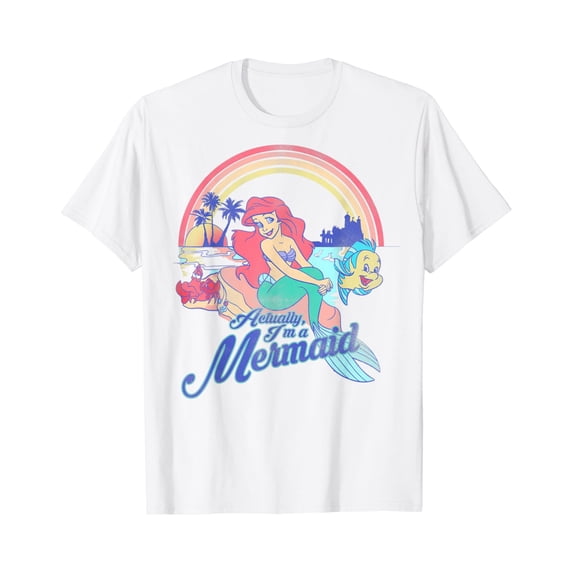 Disney Little Mermaid Pastel Rainbow Retro T-Shirt