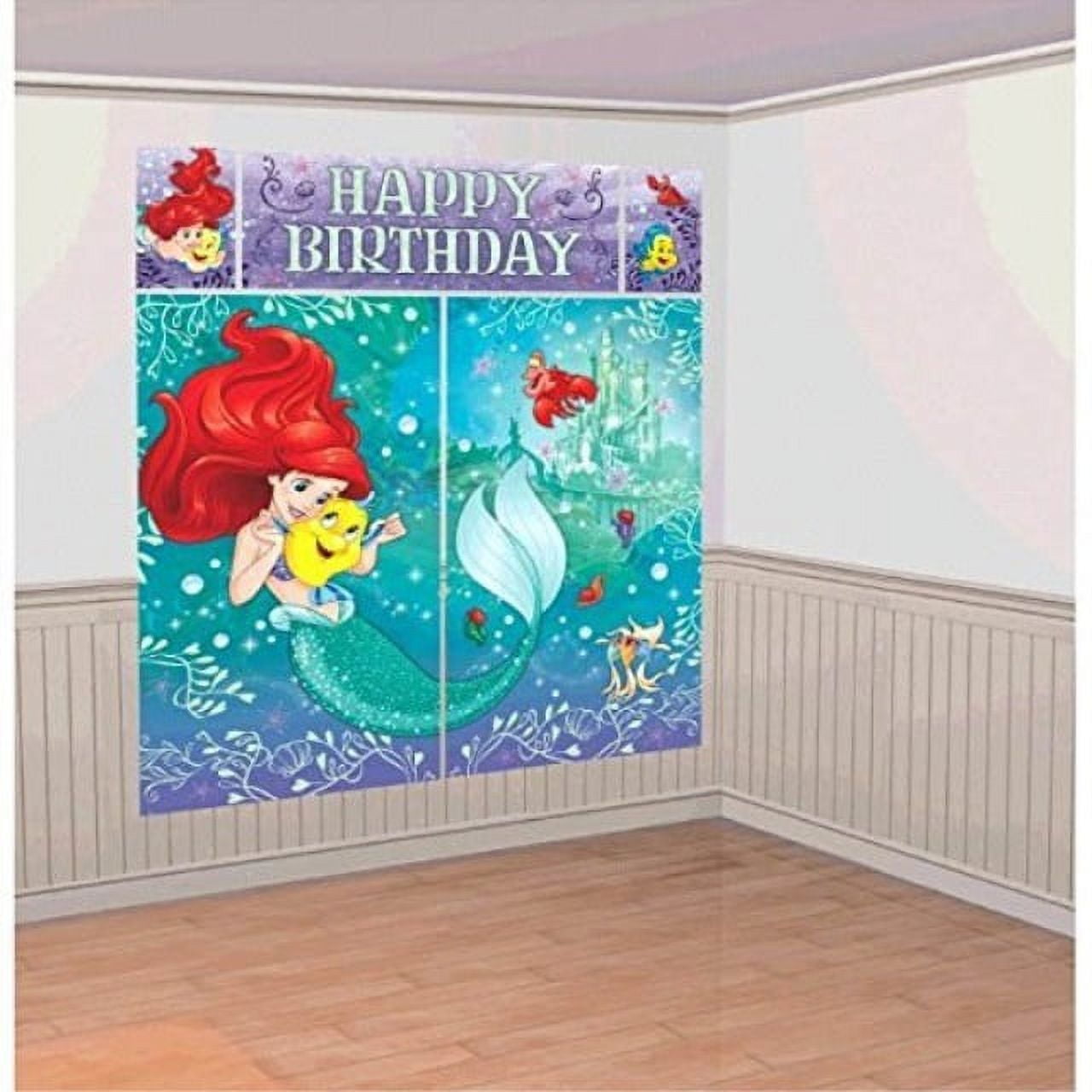 THE LITTLE MERMAID Disney Little Mermaid Princess Ariel Dream Big Kids Party Scene Setter Wall Decorations Kit - Kids Birthday and Party Supplies Decoration