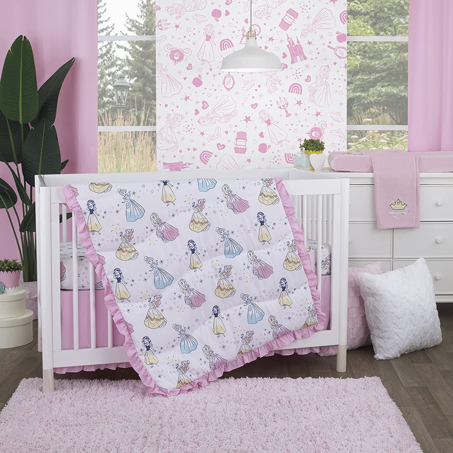 Disney Little Princess 6 Piece Crib Bedding Set in Pink Walmart