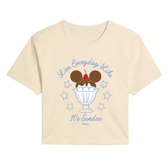 Disney - Live Everyday Sundae - Juniors Cropped Graphic T-Shirt