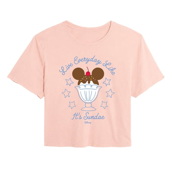 Disney - Live Everyday Sundae - Juniors Cropped Graphic T-Shirt