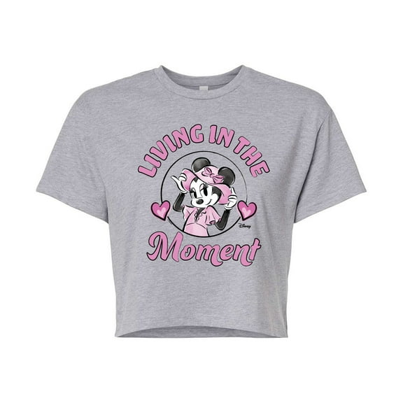 Disney - Living In The Moment  - Juniors Cropped Cotton Blend T-Shirt