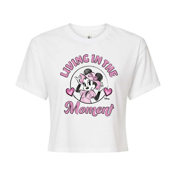 Disney - Living In The Moment - Juniors Cropped Cotton Blend T-Shirt