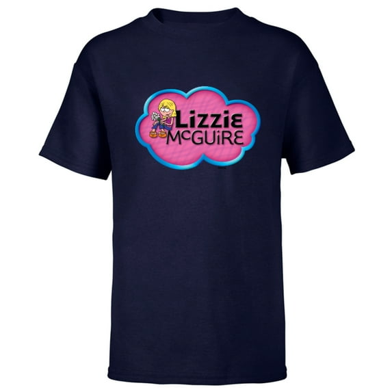 Disney Lizzie McGuire Animated Lizzie Logo - Short Sleeve T-Shirt for Kids -Customized-Navy