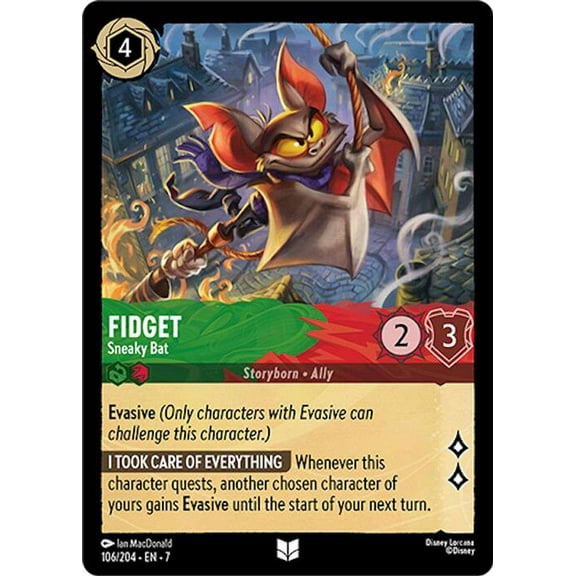 Disney Lorcana Archazia's Island Uncommon Fidget - Sneaky Bat #106