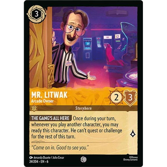 Disney Lorcana Azurite Sea Common Mr. Litwak - Arcade Owner #24