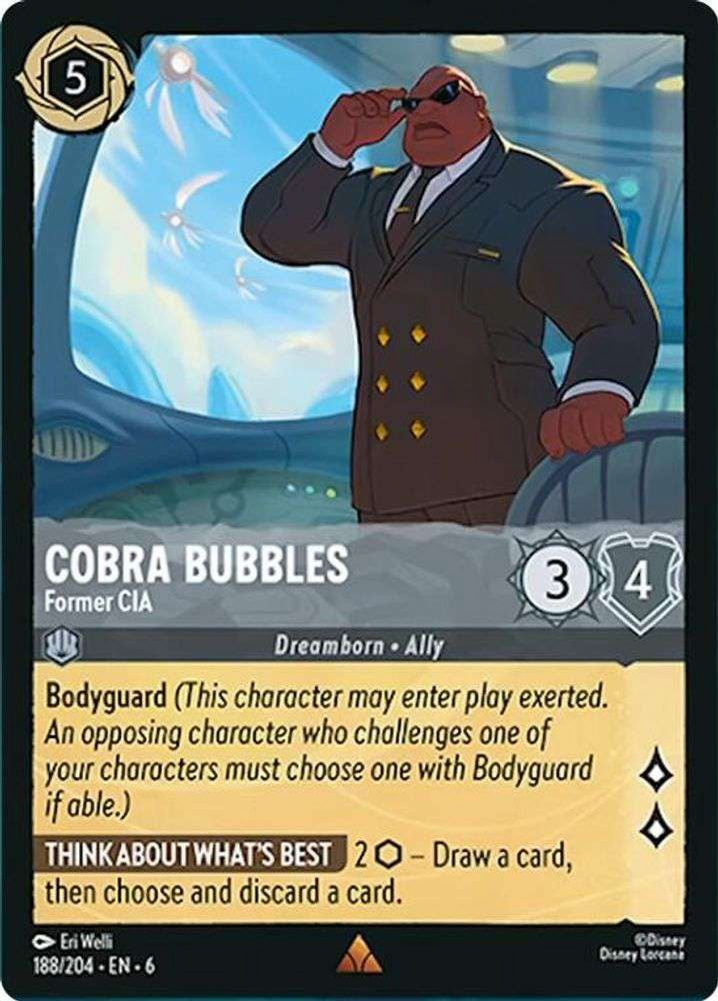 Disney Lorcana Azurite Sea Rare Cobra Bubbles - Former CIA #188 - Walmart  Business Supplies