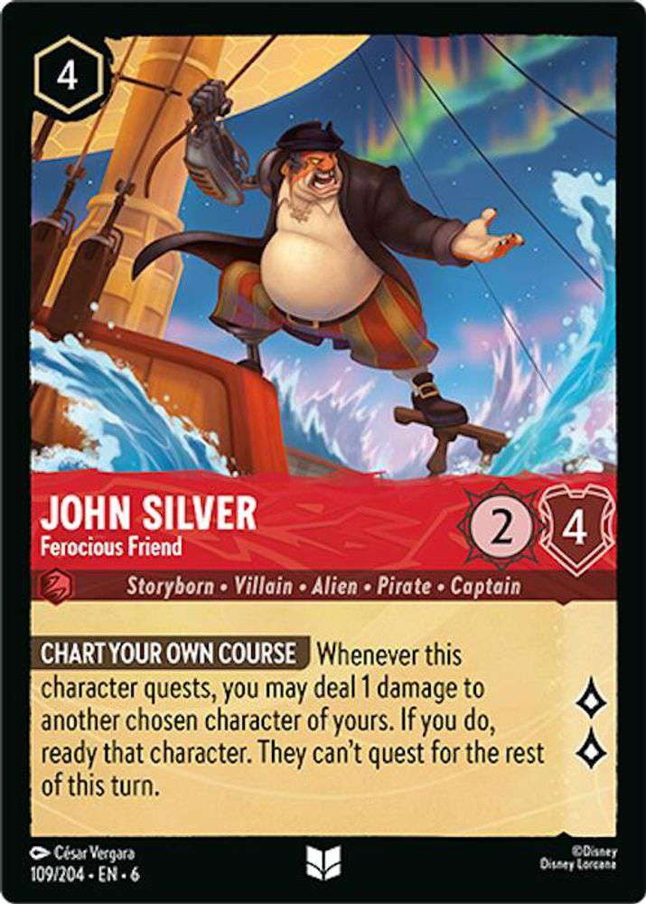 Disney Lorcana Azurite Sea Uncommon John Silver - Ferocious Friend