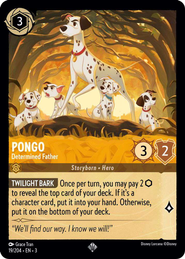 Disney Lorcana Into the Inklands Super Rare Pongo - Determined Father #19 (FOIL) - Walmart Business Supplies Disney Lorcana Into the Inklands Super Rare Pongo - Determined Father #19 (FOIL) - Walmart Business Supplies