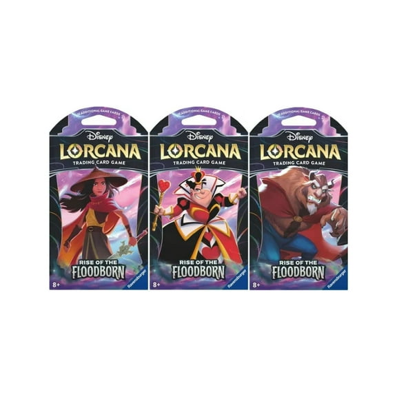Disney Lorcana: Rise of the Floodborn Chapter 2 Sleeved Booster Pack Art Set [Set of 3 packs]