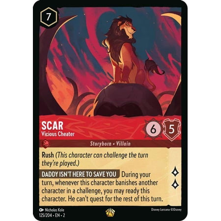Disney Lorcana Rise of the Floodborn Legendary Scar - Vicious Cheater #125