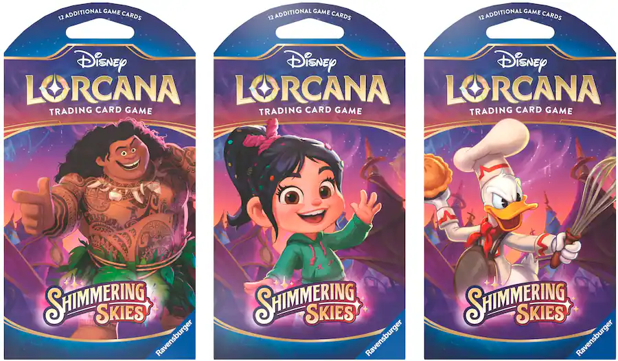 lorcana shimmering skies booster box case Disney items and powers in these booster packs Lorcana: Shimmering Skies Sealed Case