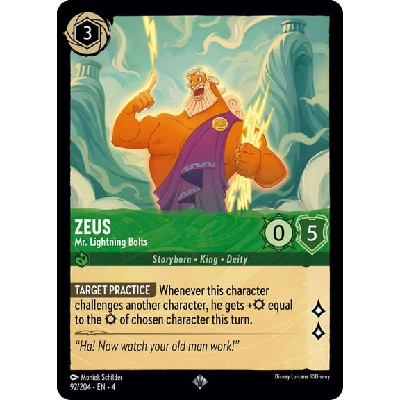 Disney Lorcana Ursula's Return Super Rare Zeus - Mr. Lightning Bolts #92 [FOIL]