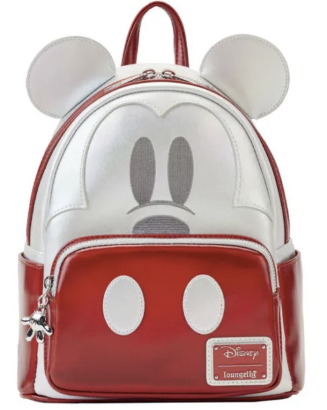 Disney Mickey exclusive limited edition silver backpack Loungefly Disney100 Mickey Mouse Platinum Mini Backpack  main image 3