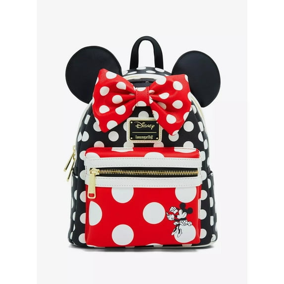 Disney Loungefly Minnie Mouse Rocks the Dots Black & Red Polka Dot Mini Backpack
