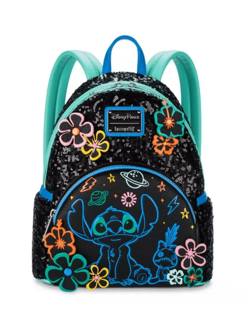 Disney Loungefly Stitch 626 Day Black Neon Sequin Mini 