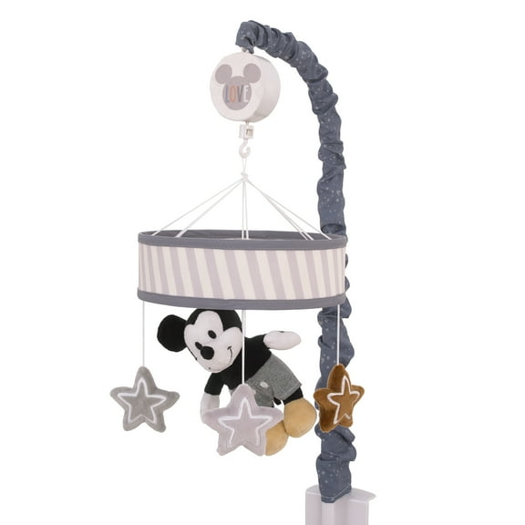 Disney Love Mickey Gray and White Plush Musical Mobile