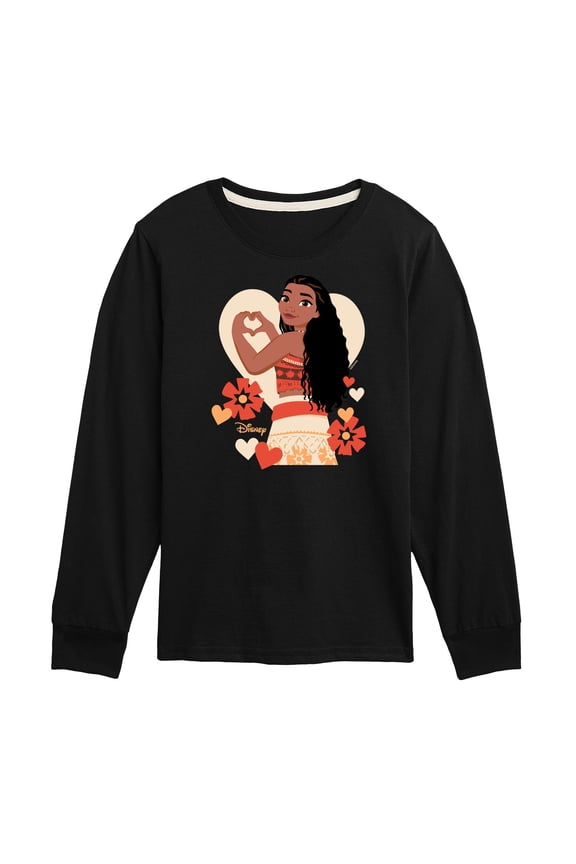 Disney Princess - Love Moana - Boys and Girls and Youth Long Sleeve Graphic T-Shirt