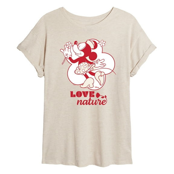 Disney - Love Nature Minnie Mouse - Juniors Ideal Flowy Muscle T-Shirt