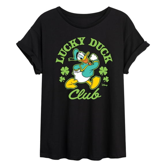 Disney - Lucky Duck Club - Juniors Oversized Graphic T-Shirt