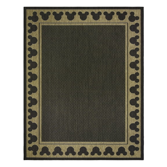 Disney MM Studio Borderline Indoor/ Outdoor Polypropylene Black Flat Weave Area Rug, 9x13