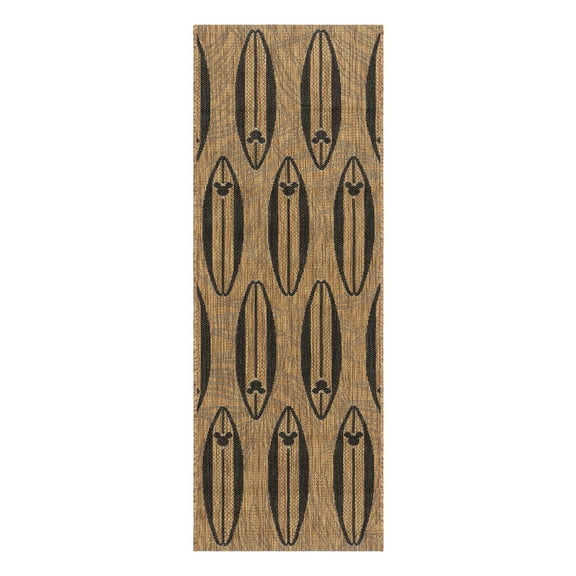 Disney MM Studio Surfari Indoor/ Outdoor Polypropylene Chestnut/ Black Flat Weave Area Rug, 2x6