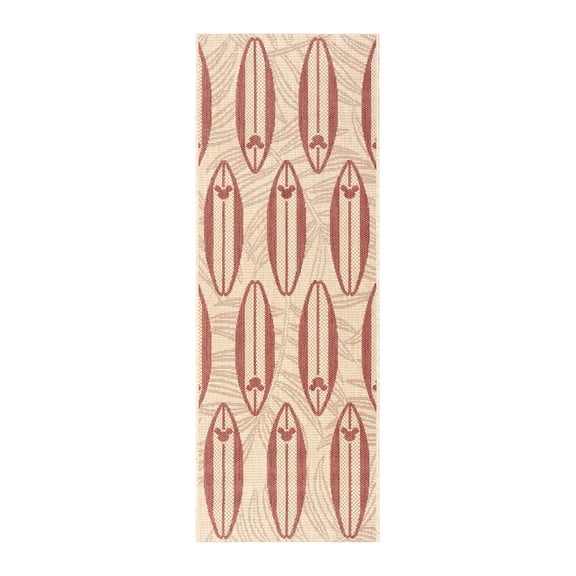 Disney MM Studio Surfari Indoor/ Outdoor Polypropylene Sand/ Red Flat Weave Area Rug, 2x6