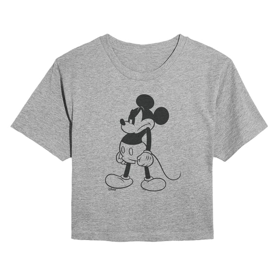 Disney - Mad Stand Mickey - Juniors Cropped Graphic T-Shirt