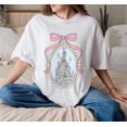 thumbnail image 1 of Disney Magical Castle With Pink Coquette Shirt, Disney Girl Trip, Disney Family Vacation, Princess Castle Sketch Shirt Magic Kingdom Shirt, 1 of 4