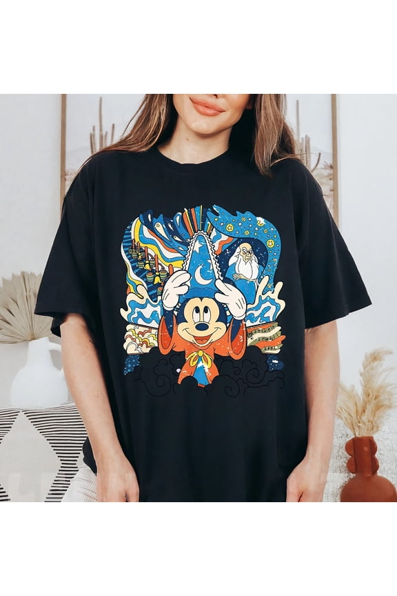 Disney Magical Mickey Sorcerer Apprentice Fantasia Magical Spell Castle T-shirt