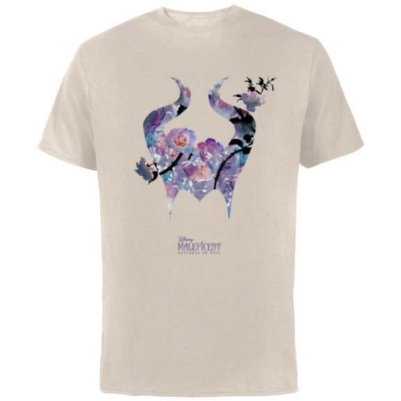Disney Maleficent: Mistress of Evil Floral Horns - Short Sleeve Cotton T-Shirt for Adults - Customized-Natural