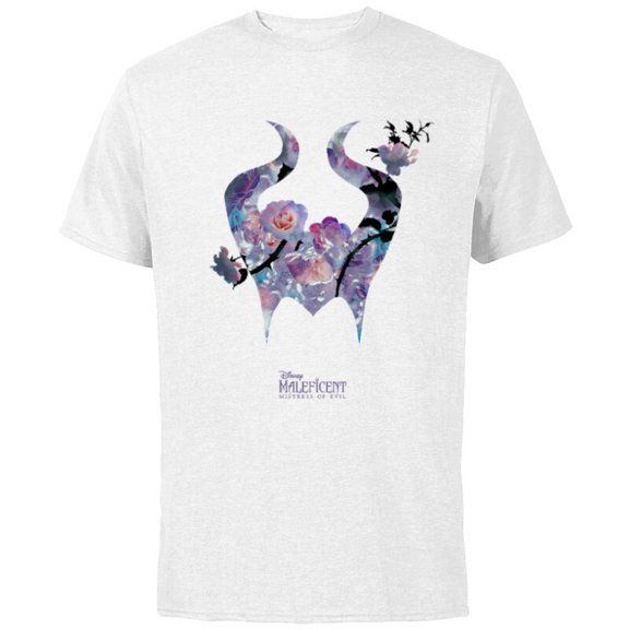 Disney Maleficent: Mistress of Evil Floral Horns - Short Sleeve Cotton T-Shirt for Adults - Customized-White